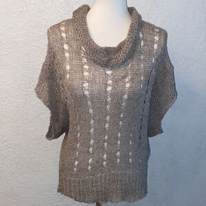 Vivienne Vivienne Tam Chunky Knit Short Sleeve Wool Blend Cowl Neck Cable knit M